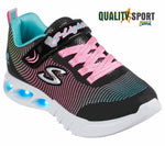 Skechers Lights Nero Fucsia Scarpe Shoes Bambina Sportive Sneakers 303700L BKMT
