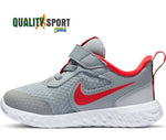 Nike Revolution 5 Grigio Rosso Scarpe Infant Sportive Palestra BQ5673 013
