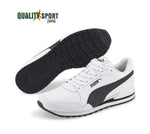 Puma ST Runner Pelle Bianco Nero Scarpe Shoes Uomo Sportive Sneakers 384855 09