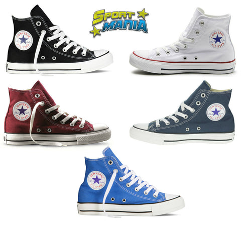 Converse All Star Hi Scarpe Bianco Nero Bordeaux Sportive Sneakers Shoes