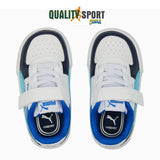 Puma Caven Block Bianco Blu Scarpe Infant Bambino Sportive Sneakers 391471 02