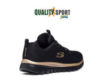 Skechers Get Connected Nero Oro Scarpe Shoes Donna Sportive Palestra 12615 BKRG