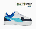 Puma Caven Block Bianco Blu Scarpe Infant Bambino Sportive Sneakers 391471 02