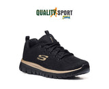 Skechers Get Connected Nero Oro Scarpe Shoes Donna Sportive Palestra 12615 BKRG