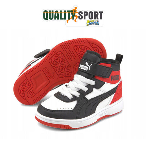 Puma Rebound Bianco Nero Rosso Scarpe Infant Bambino Sportive Sneakers 374689 03