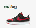 Nike Court Borough Low Nero Rosso Scarpe Bambino Sportive Sneakers BQ5451 007