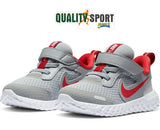 Nike Revolution 5 Grigio Rosso Scarpe Infant Sportive Palestra BQ5673 013