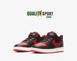 Nike Court Borough Low Nero Rosso Scarpe Bambino Sportive Sneakers BQ5451 007