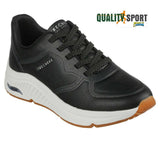 Skechers Arch Fit S Miles Nero Pelle Scarpe Donna Sportive Sneakers 155570 BLK