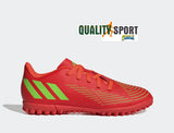 Adidas Predator Edge.4 TF Rosso Fluo Verde Bambino Scarpe Sportive Calcetto GV8495