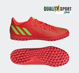 Adidas Predator Edge.4 TF Rosso Fluo Verde Scarpe Uomo Calcetto Soccer GV8525