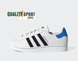 Adidas Superstar Bianco Nero Azzurro Ragazzo Shoes Scarpe Sportive Sneakers GY9319